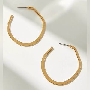 NWT Anthropologie Hammered Oval Hoops in Gold